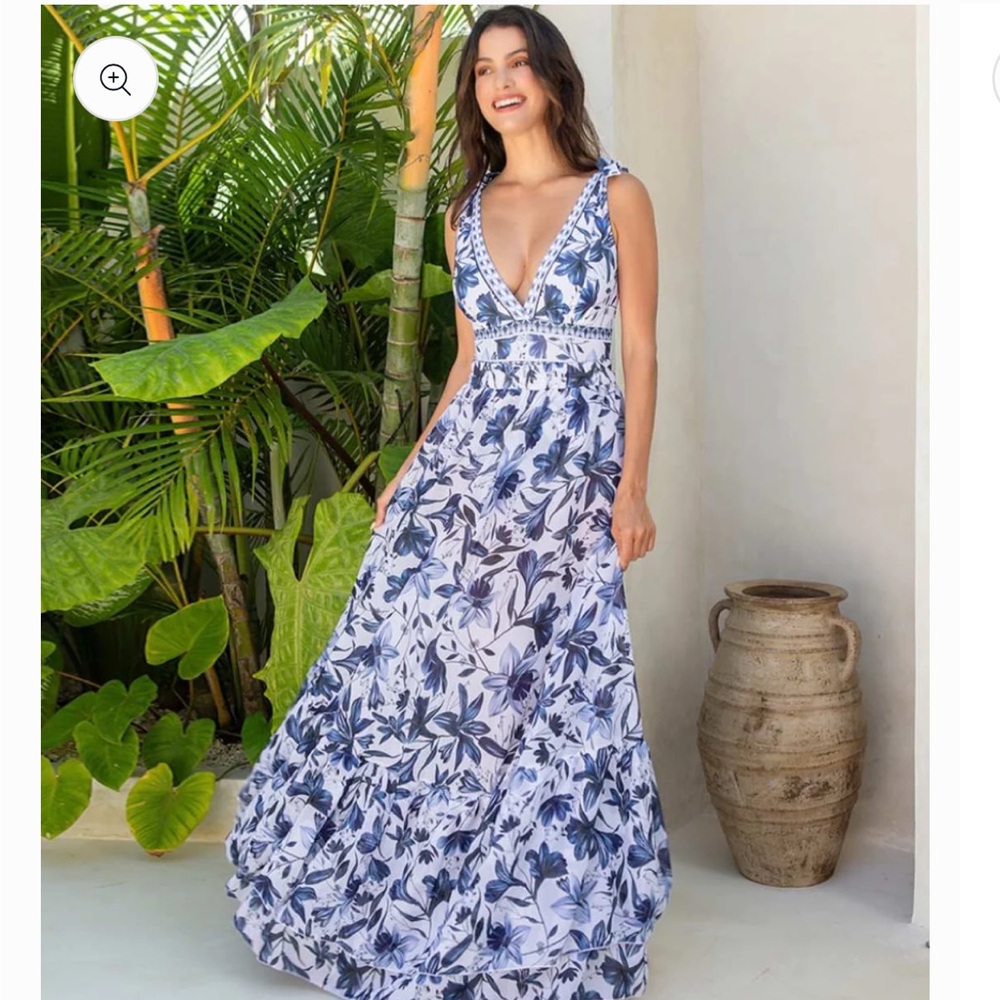 Blue Floral One-Piece Swimsuit with matching skirt/cover up